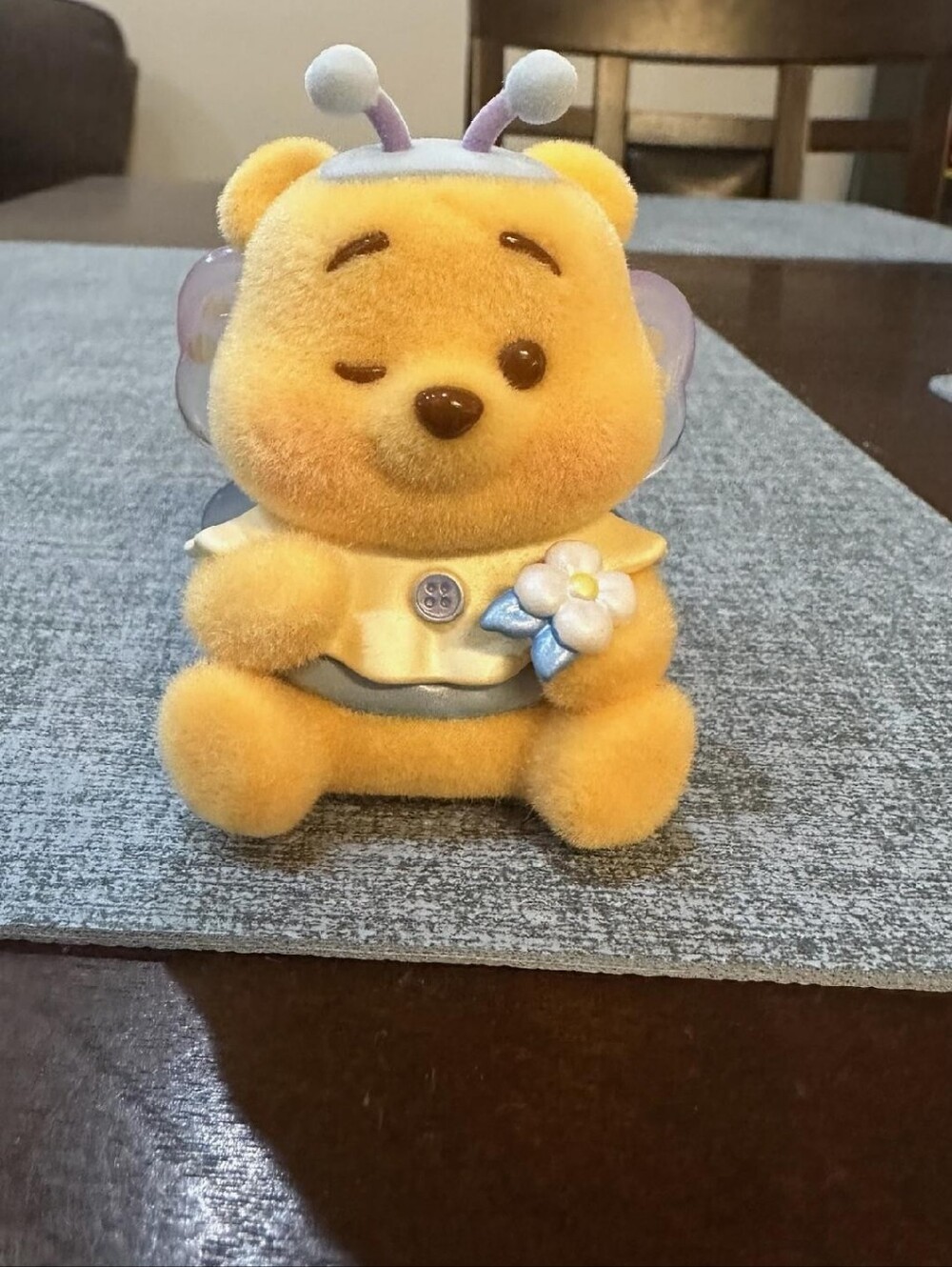 Plush Bee Bear Figurine - Yellow with Purple Accents